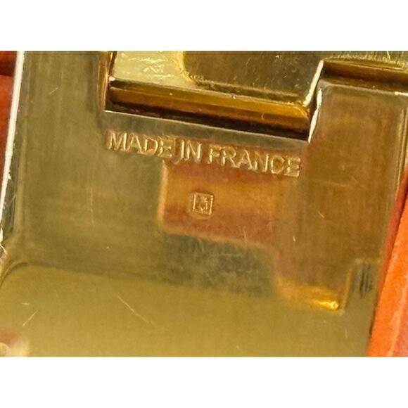 Hermès ORANGE Enamel Gold Plated Clic Clac H bracelet Medium w/ box - Picture 16 of 16